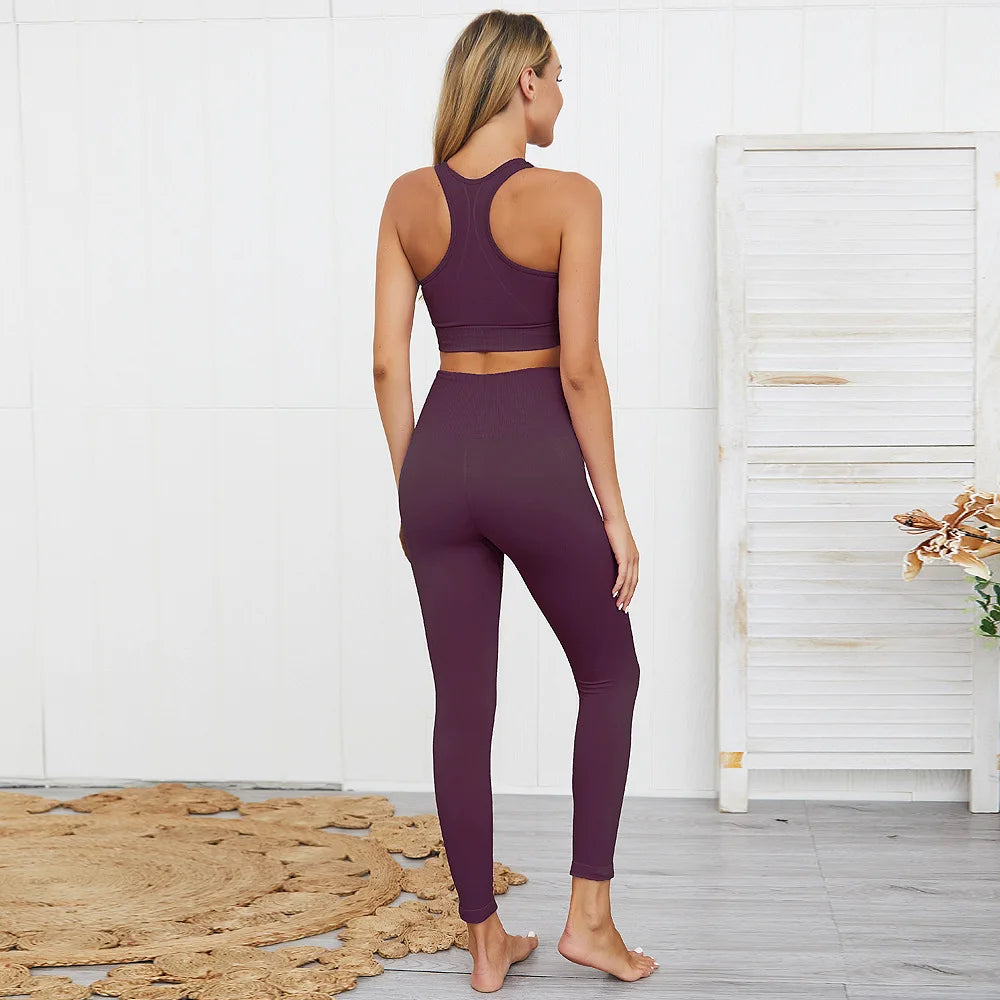 purple yoga set back