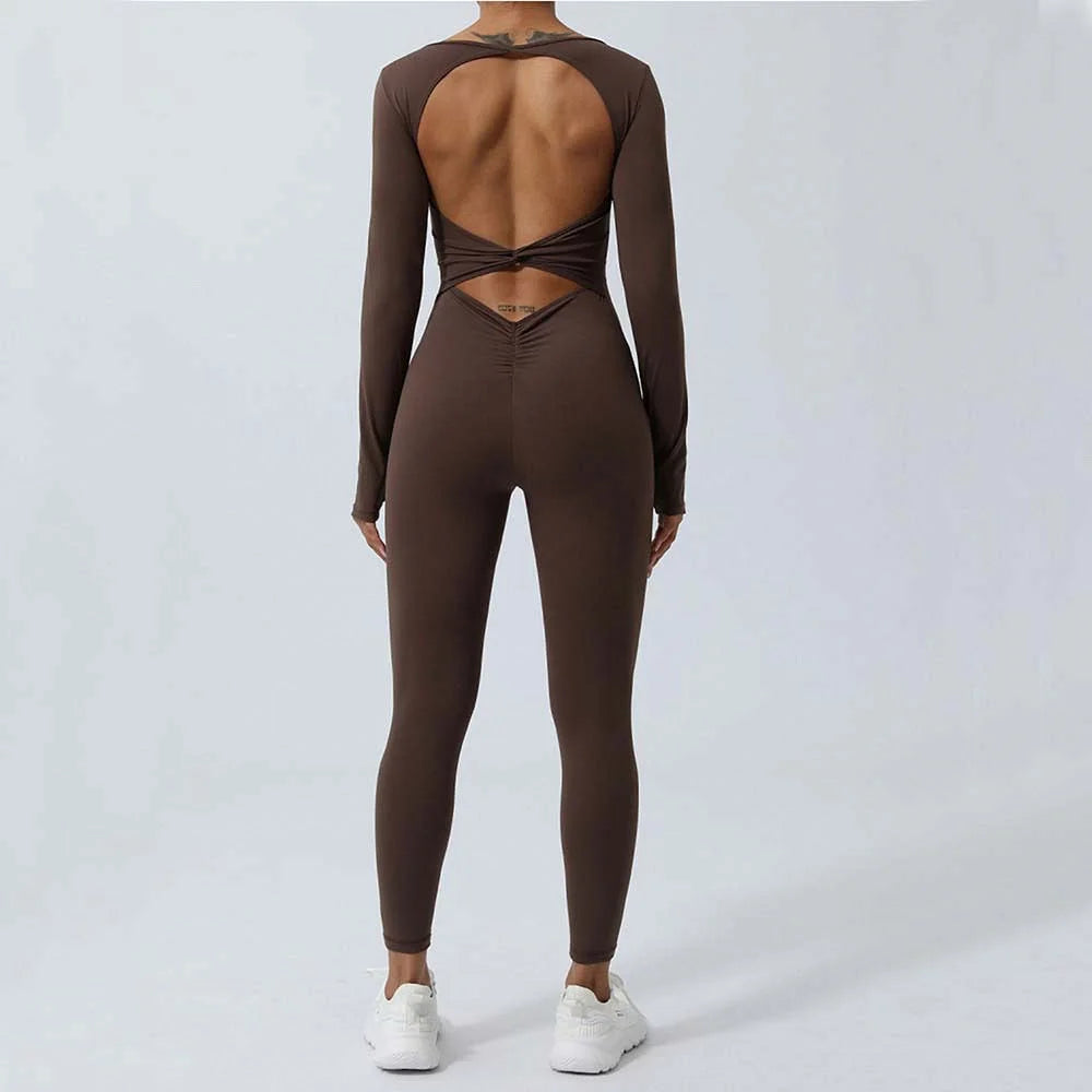 brown yoga jumpsuit