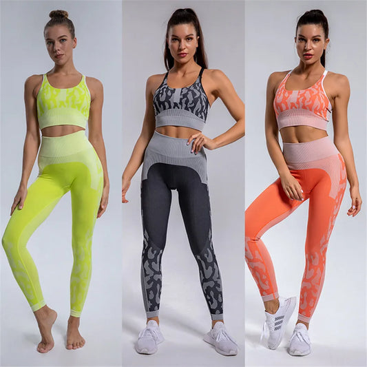 Two Tone Print Yoga Set