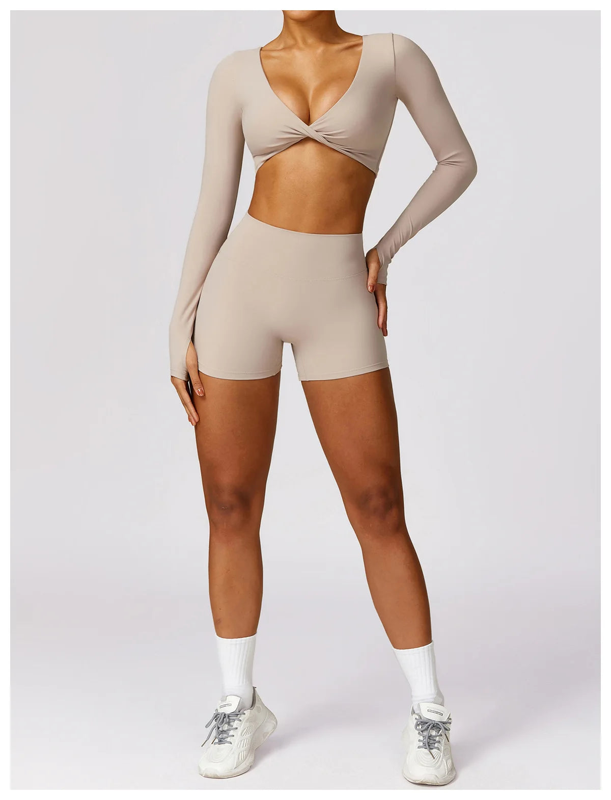 Long-sleeved Twist Front Yoga Set