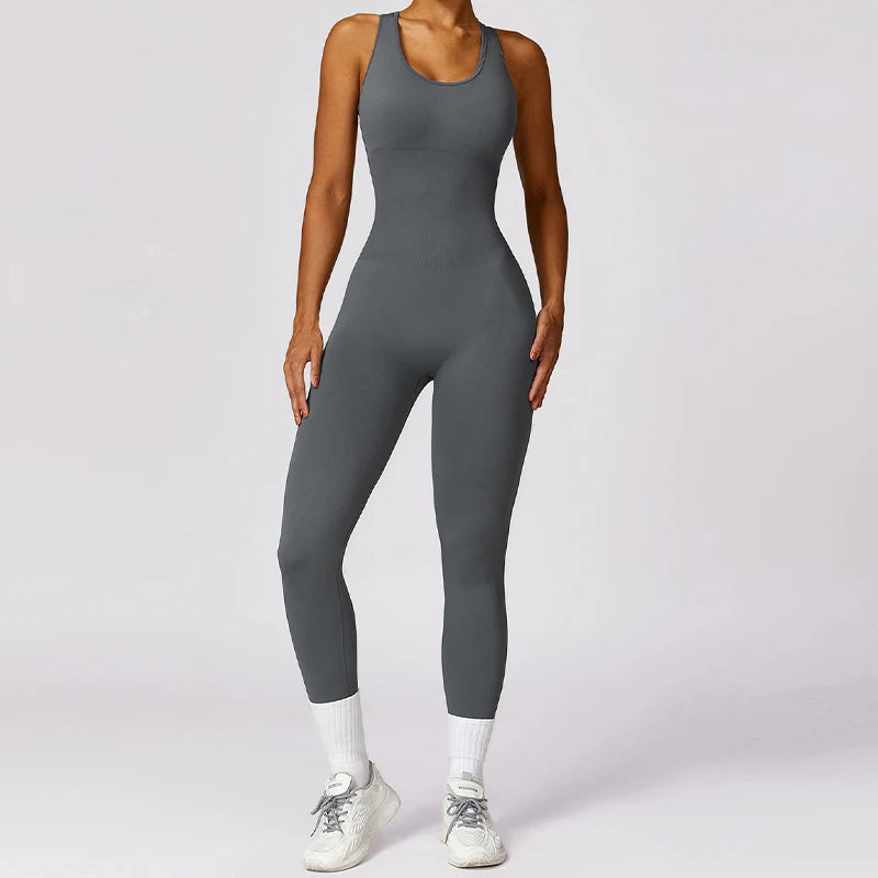 racerback yoga jumpsuit front