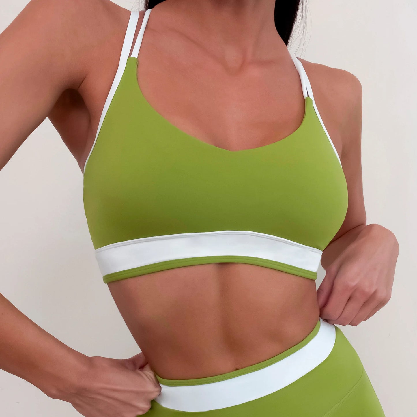 Contrast Stripes Yoga Set