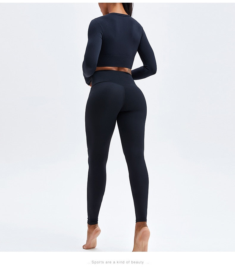 Long Sleeve Crop Top Yoga Set