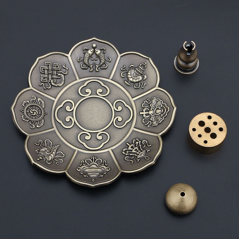 Metal Lotus Eight Treasures Incense Burner