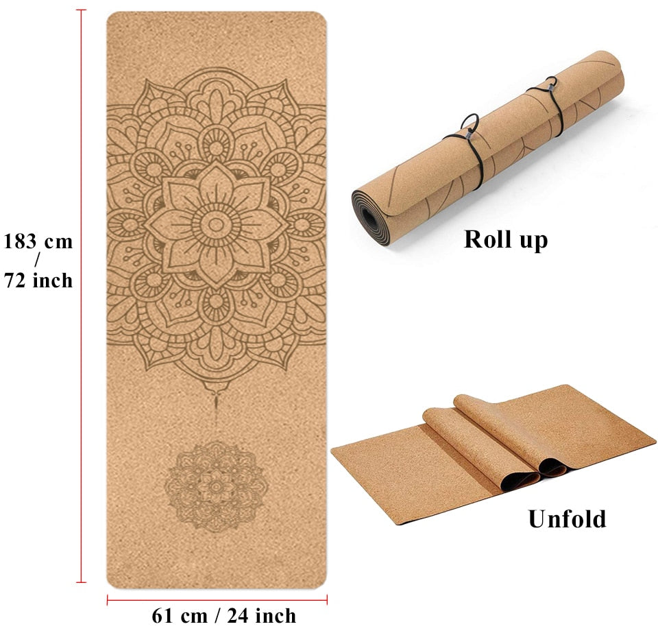 Printed Natural Cork TPE Yoga Mat