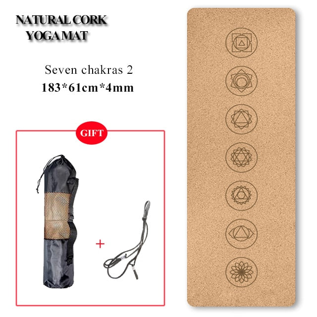 Printed Natural Cork TPE Yoga Mat