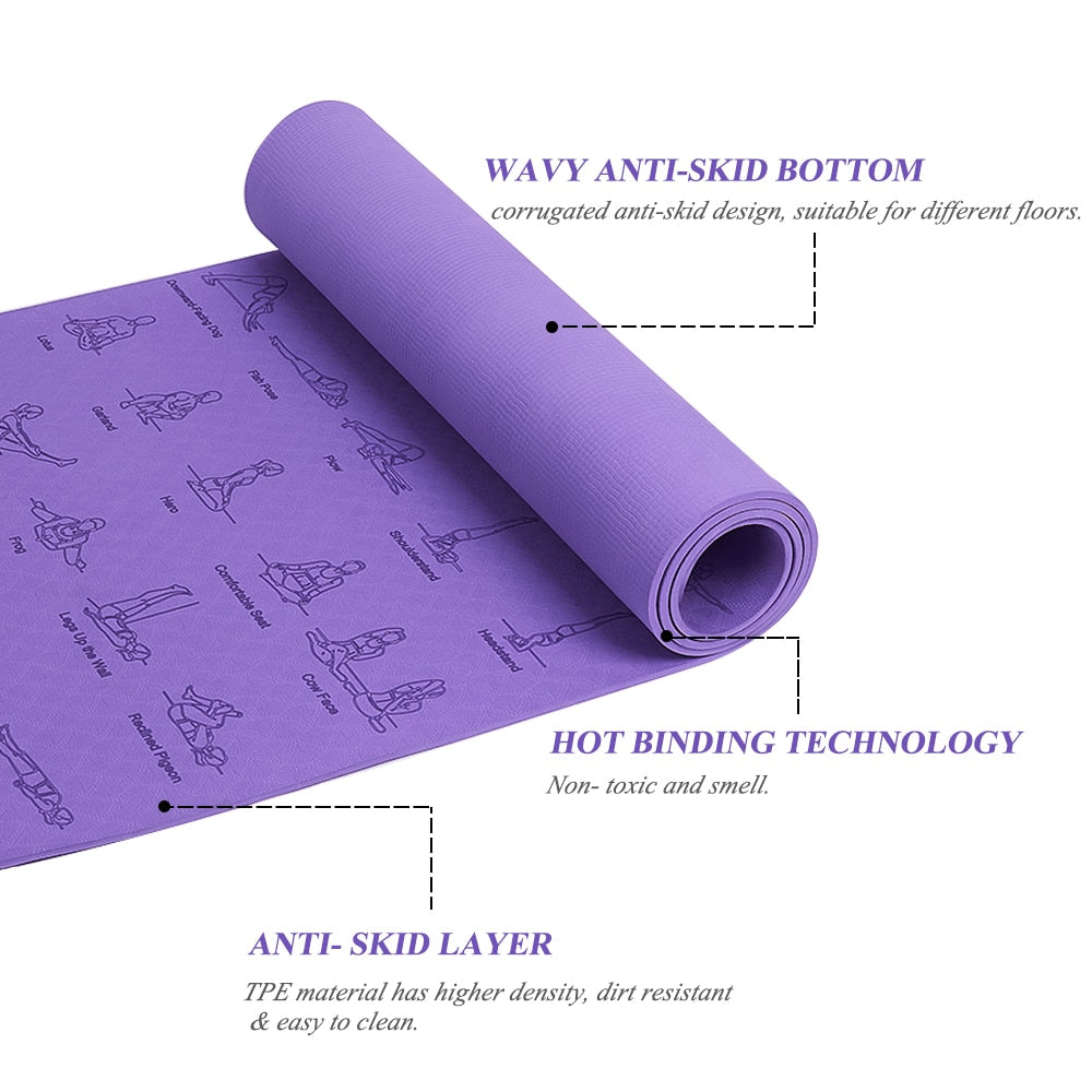 6mm Non-slip Yoga Poses TPE Yoga Mat