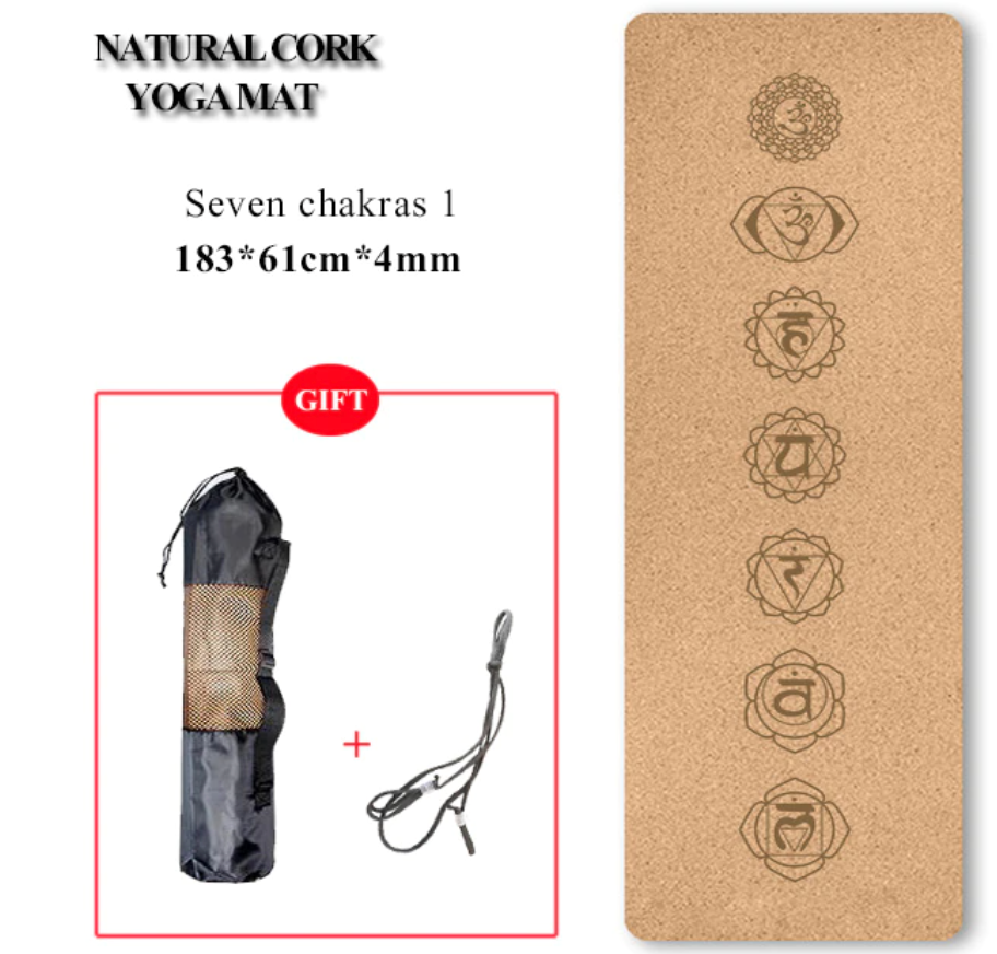 Printed Natural Cork TPE Yoga Mat