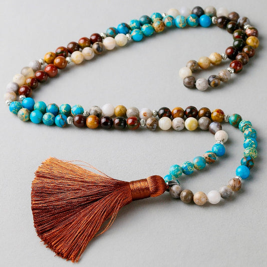 Natural Blue Imperial stone Mala Necklace